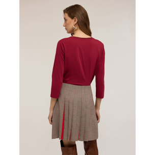 Motivi - T-shirt basic bimaterica - Bordeaux