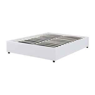 Lit coffre avec sommier Otto - Blanc - Similicuir