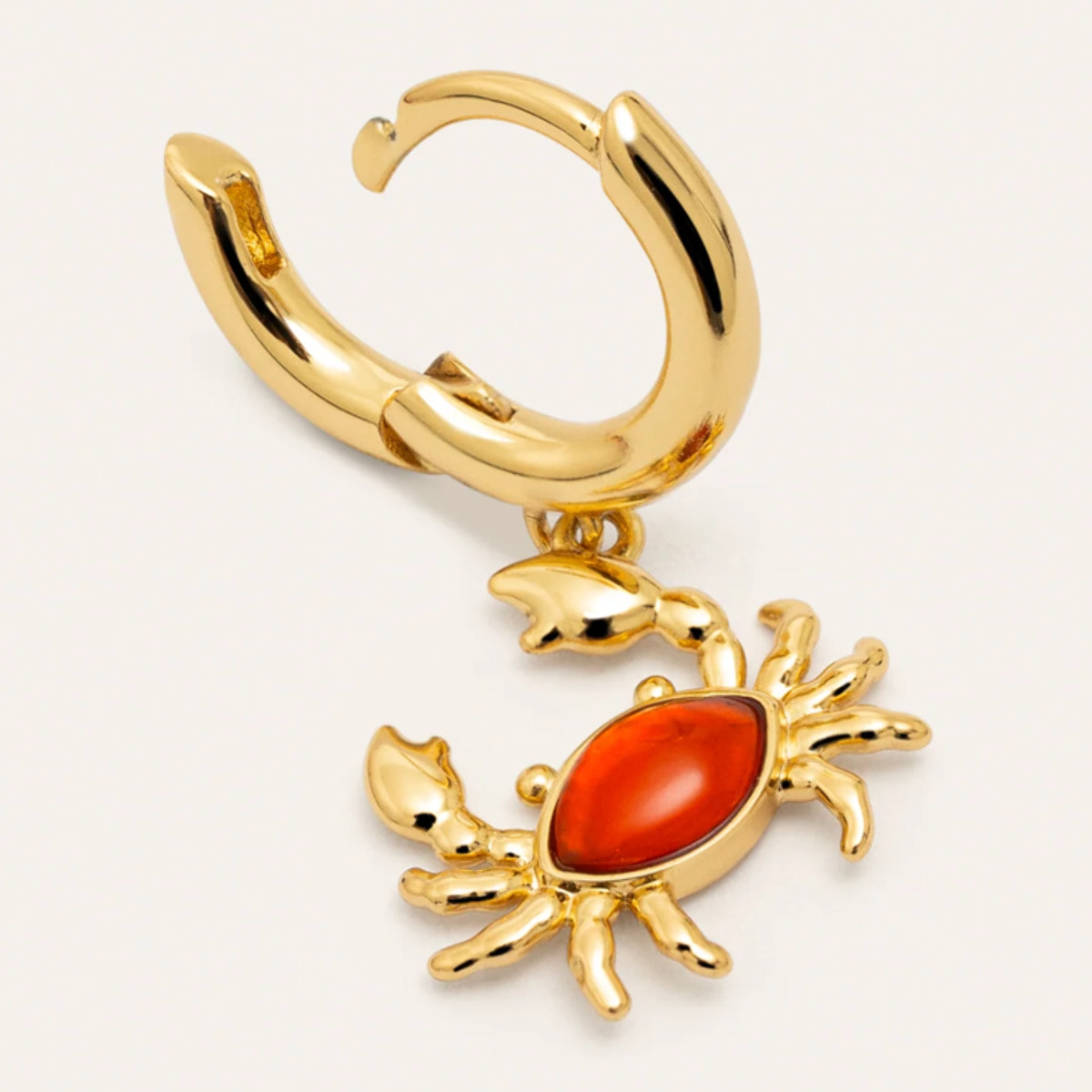 Pendiente Suelto Aro Cangrejo Baño Oro