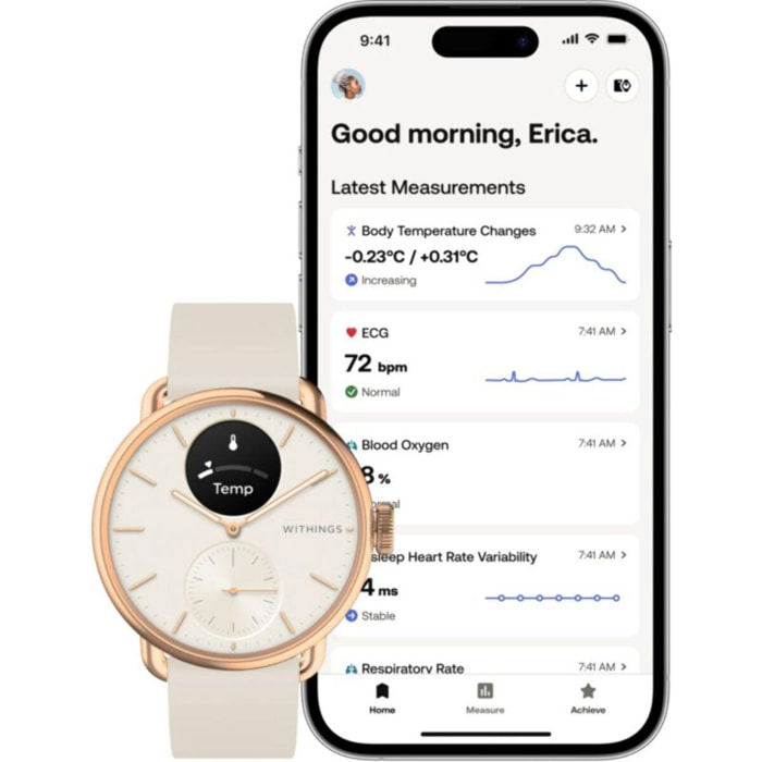 Montre santé WITHINGS Connecté Scanwatch 2 Rose Gold Sand