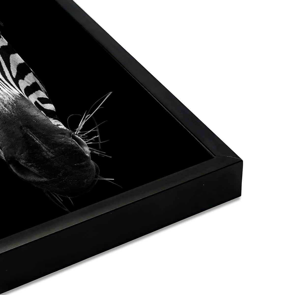 Affiche encadrée zèbre artistique en noir et blanc Affiche + cadre en métal - Noir