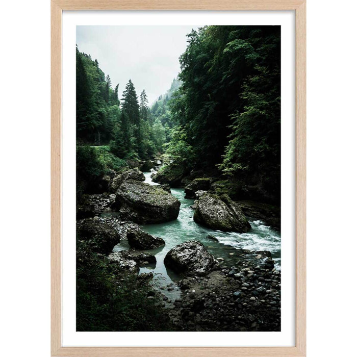 Affiche paysage riviere en montagne Affiche sous cadre bois