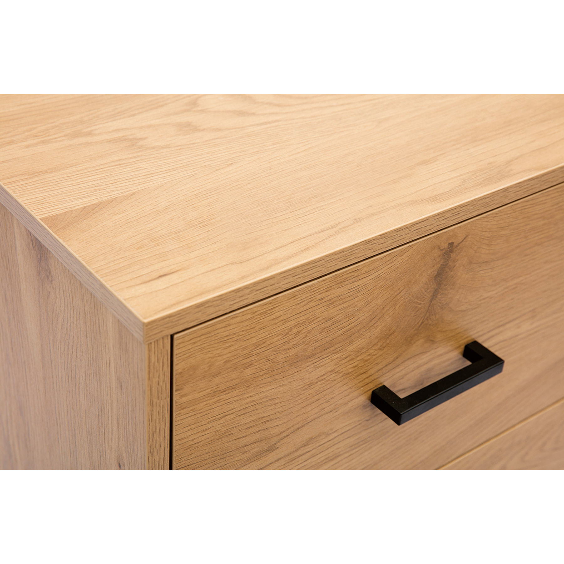 Commode 3 tiroirs finition bois clair chêne et métal noir L100 cm LOVATO