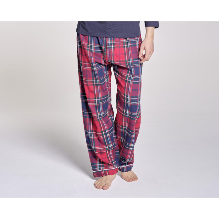 PANTALONE GRINO flanella quadro rosso e blu