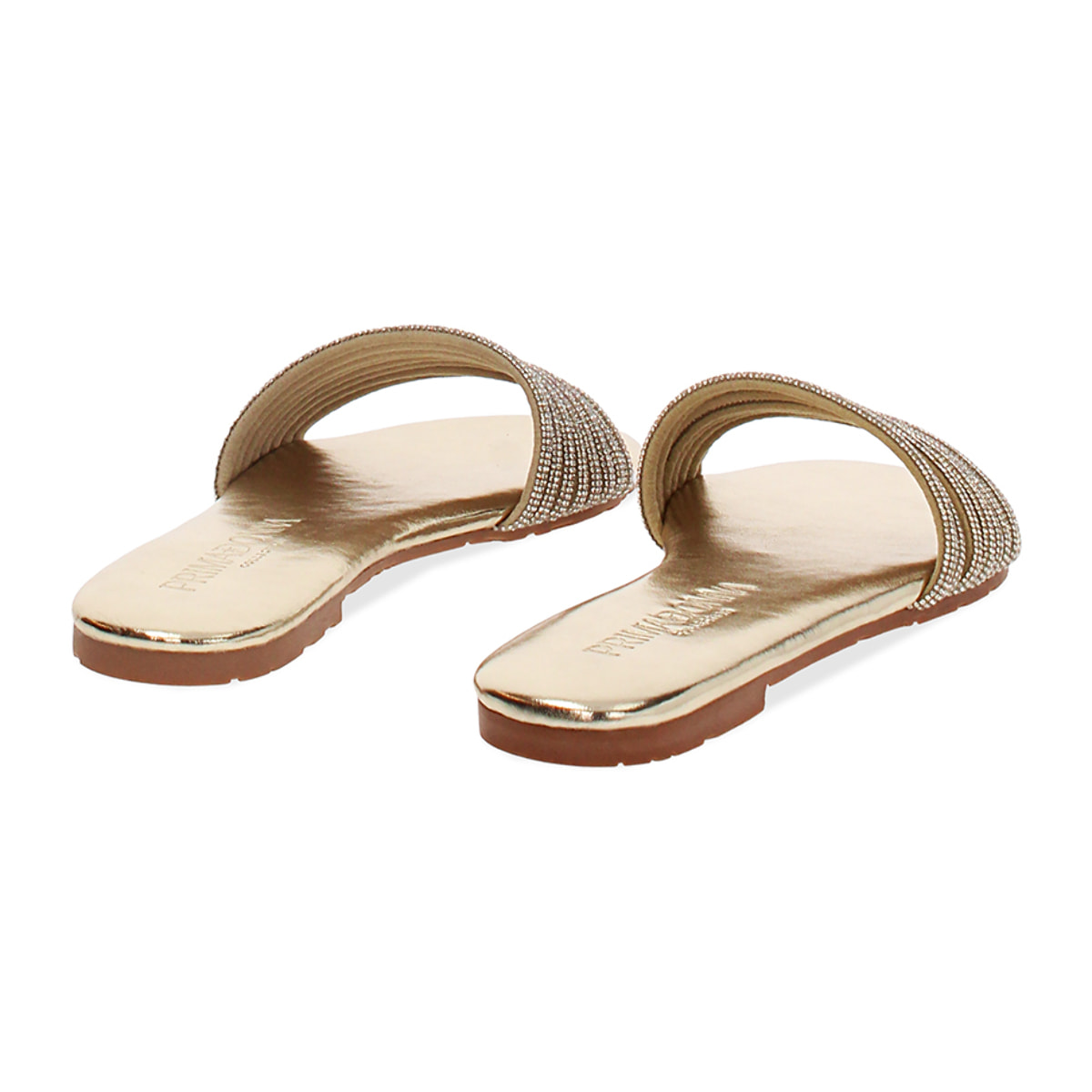 Sandalias planas oro con pedrería