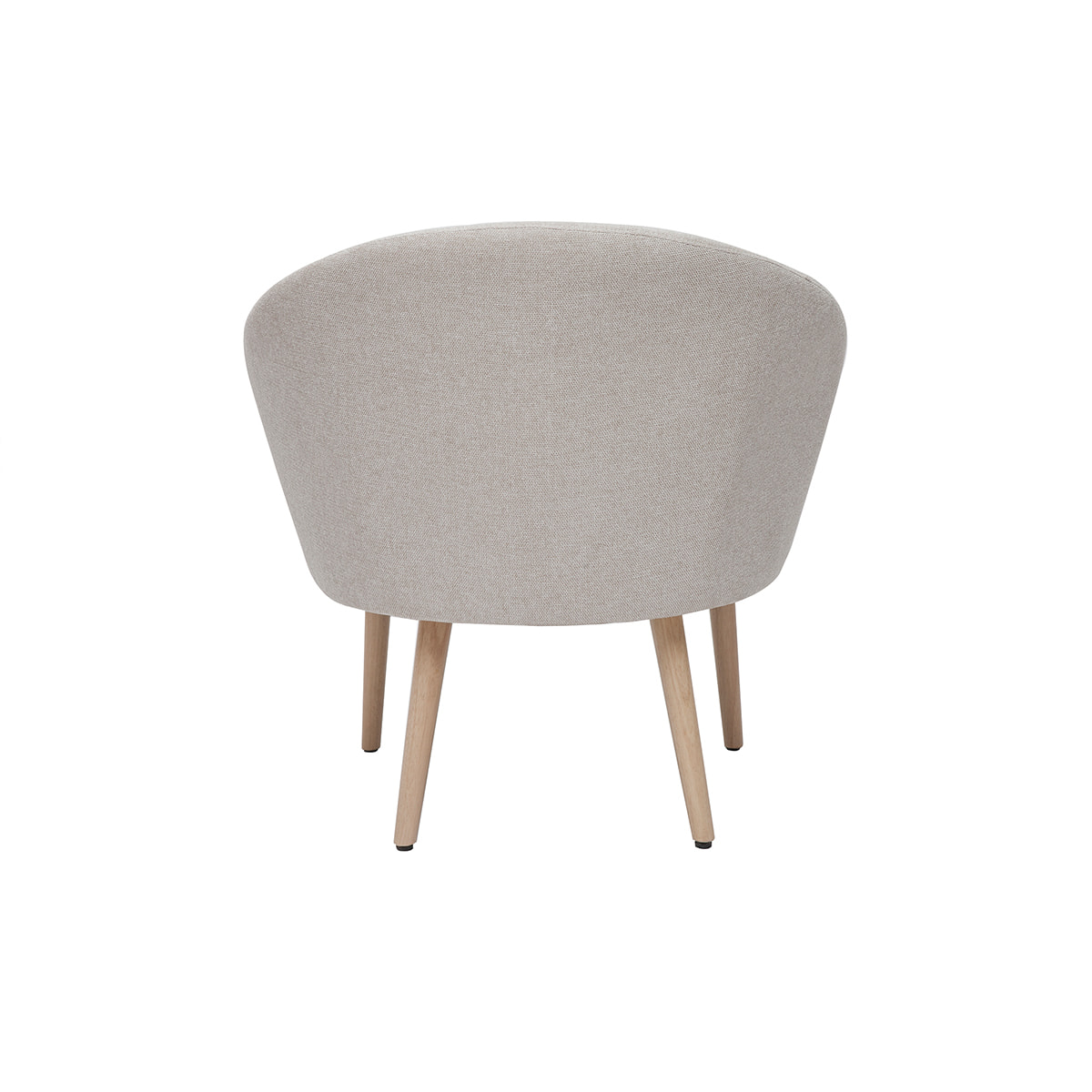 Fauteuil scandinave en tissu effet velours texturé beige et bois clair OLIVIA