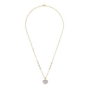 Collana Golden con Cuore in Pavé di Cubic Zirconia