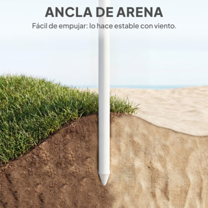 Sombrilla de Playa con Flecos Ø180 cm, Sombrilla de Terraza Exterior con Altura Ajustable, Inclinación, Anclaje Arena y Bolsa de Transporte, UPF30+, Estampado de Hojas, Verde