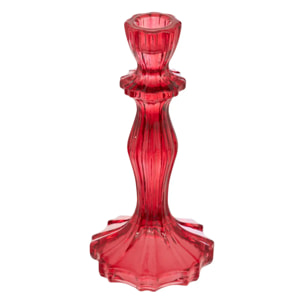 Bougeoir H.20cm verre rouge
