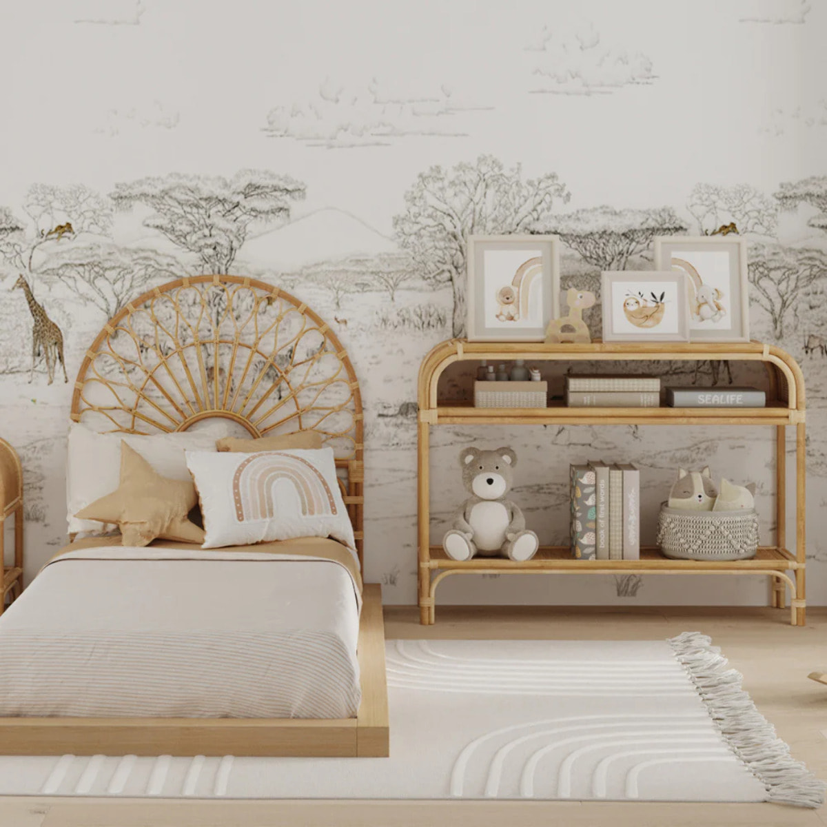 Console en rotin 2 étagères - Gaspy