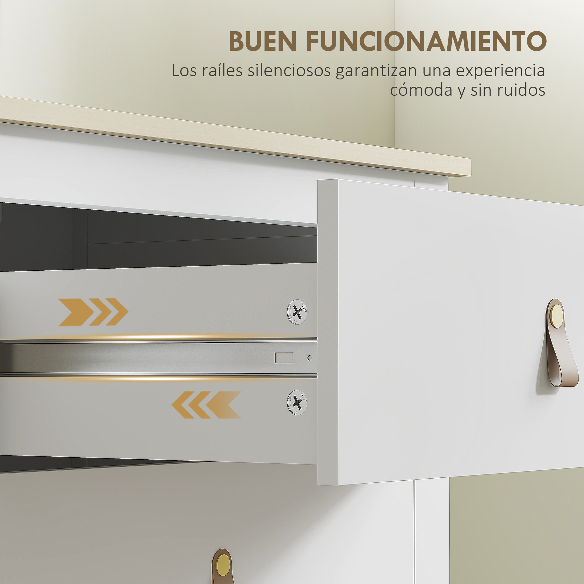 Cómoda de 6 Cajones Cómoda para Dormitorio con Tiradores de PU Cajonera para Salón Pasillo 120x40x78 cm Blanco