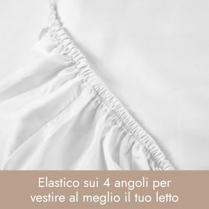 Intrecci Home Lenzuolo con Angoli, Lenzuolo Sotto in Raso di Puro Cotone Satin,Made in Italy, Morbidezza Suprema, Elegante e Confortevole, Tinta Unita