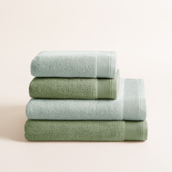 Lot de 4 serviettes Harmony Moss Aqua Bicolor - Zero Twist - 600 grammes