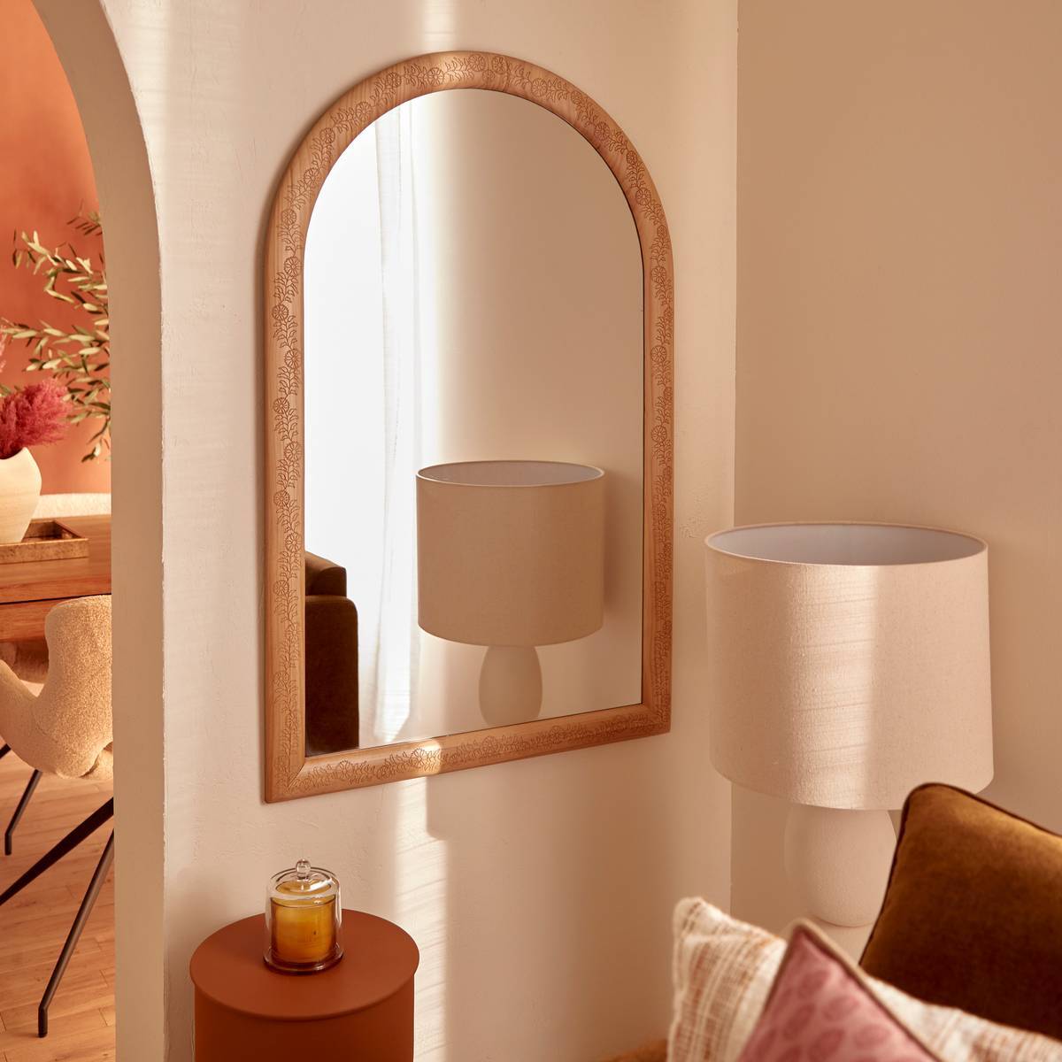 Miroir Ethel marron bois gravé 118x74cm