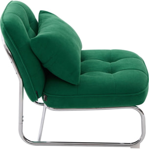 Fauteuil en velours côtelé et piètement chromé - MARVIN