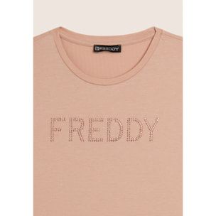 T-shirt manica corta con logo FREDDY in strass