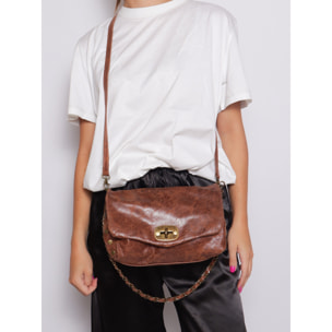 Borsa a tracolla da donna Made in Italy - Modello Floralia Lux - Pelle scamosciata - 25.0 x 15.0 x 11.0 cm