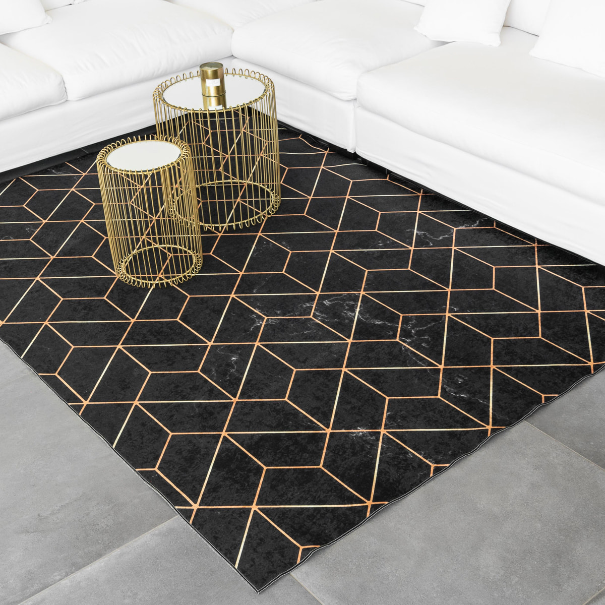 Stampa - tapis de salon lavable à motif, noir