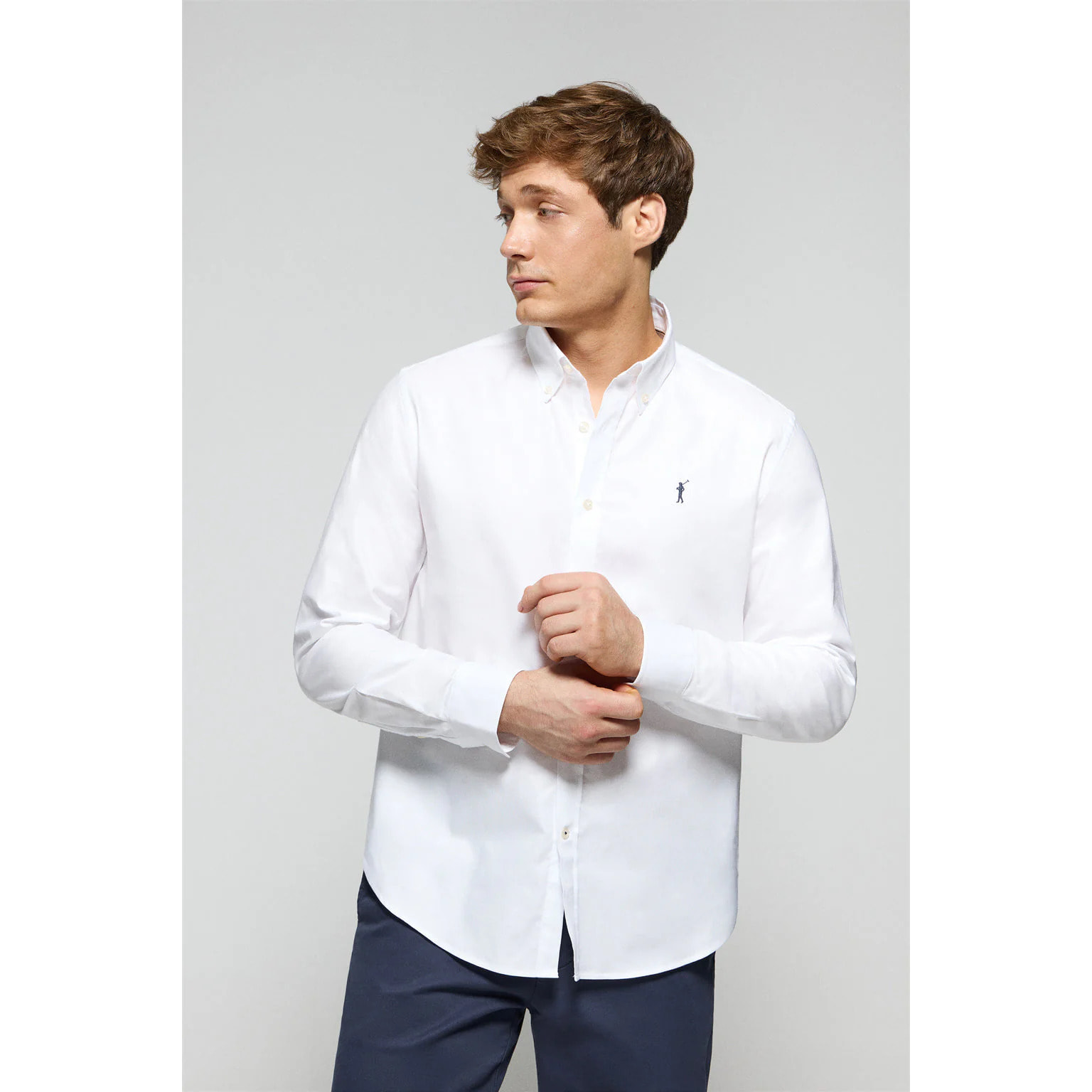 Camisa oxford blanca con logo bordado Rigby Go
