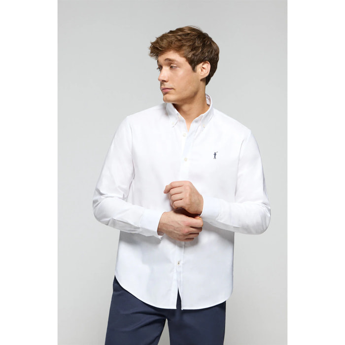 Camisa oxford blanca con logo bordado Rigby Go