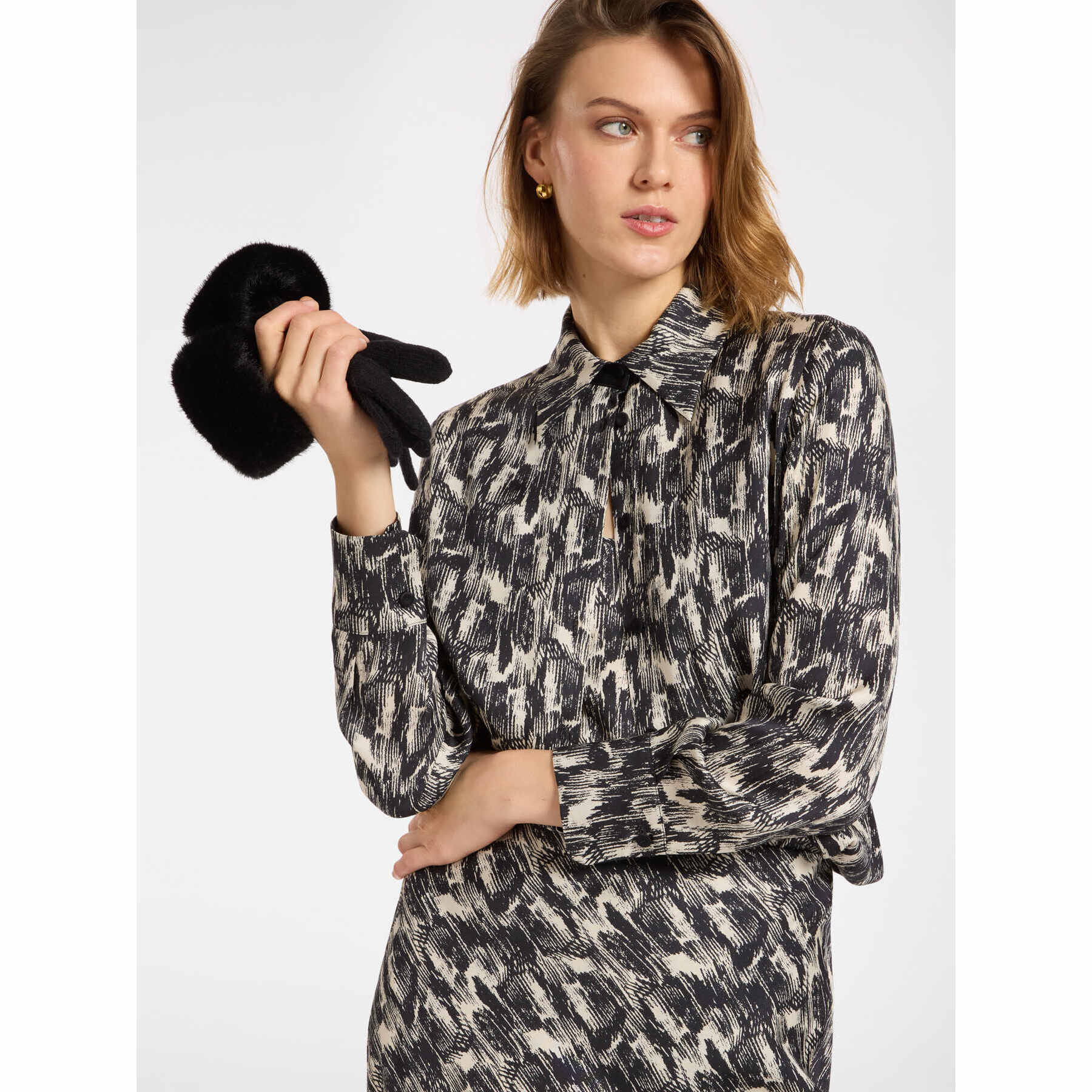 Elena Mirò - Camisa de sarga estampada - Negro