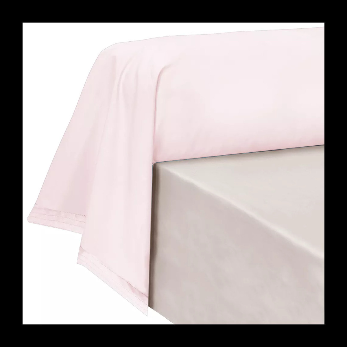 Taie de traversin percale de coton uni rose Olana petale