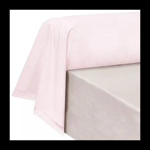 Taie de traversin percale de coton uni rose Olana petale