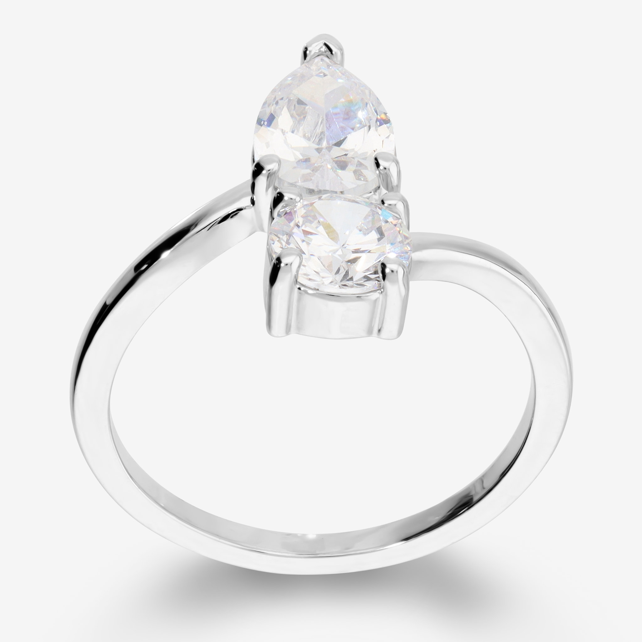 Anello Contrarié con Doppia Pietra a Goccia e Tonda