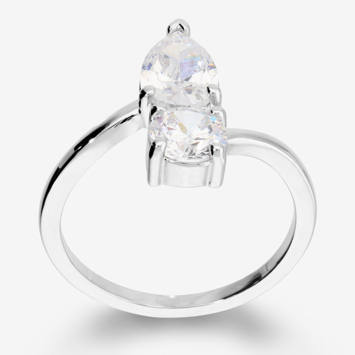 Anello Contrarié con Doppia Pietra a Goccia e Tonda