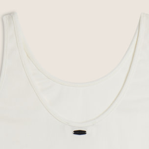 Canotta in cotone elasticizzato con ampio scollo posteriore