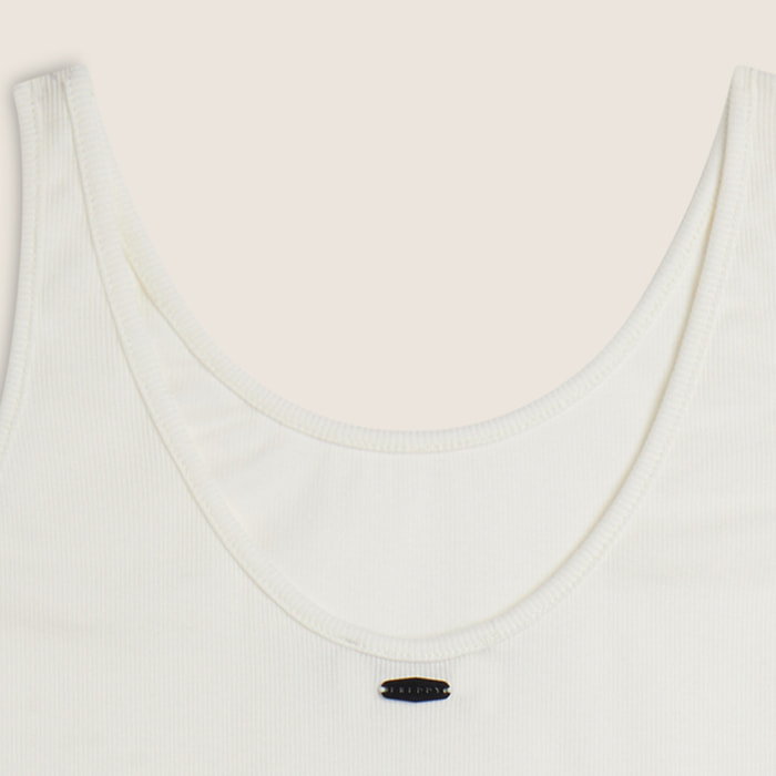 Canotta in cotone elasticizzato con ampio scollo posteriore