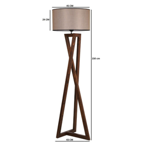 CHLOE - Lampadaire design bois et tissu