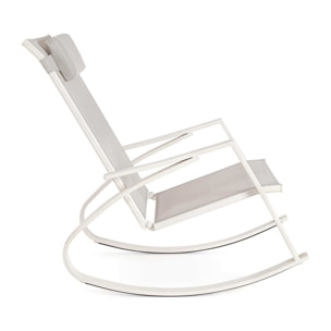 Poltrona a dondolo ILLETAS in acciaio e textilene beige