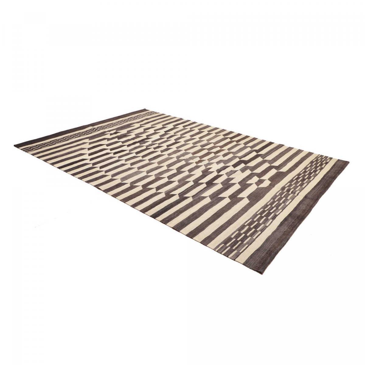 Tapis kilim géométrique, tissé plat en laine, ATAB