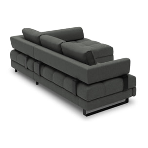 Canapé d'angle droit convertible avec coffre de rangement "Clinton" 5 places en tissu structurel gris foncé