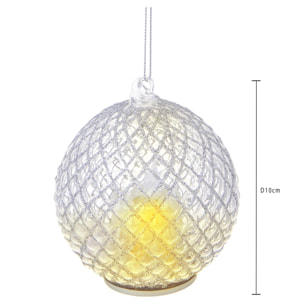 Sfera Rete Con Candela A Led. Diametro 10 Cm - Pezzi 6 - 10X10X10cm - Colore: Verde - Bianchi Dino - Articoli Natalizi