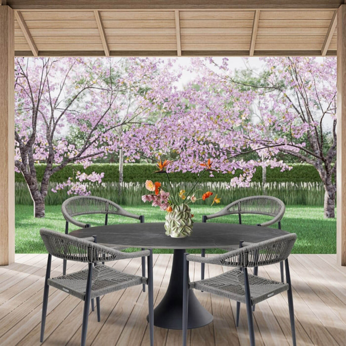 Ensemble de jardin Grande Possibilita table 180cm et 4 chaises grises Kare Design