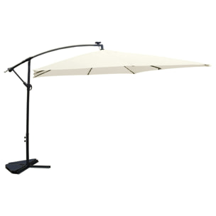 Parasol Bulle LED déporté carré 3x3m écru DAVAGNA