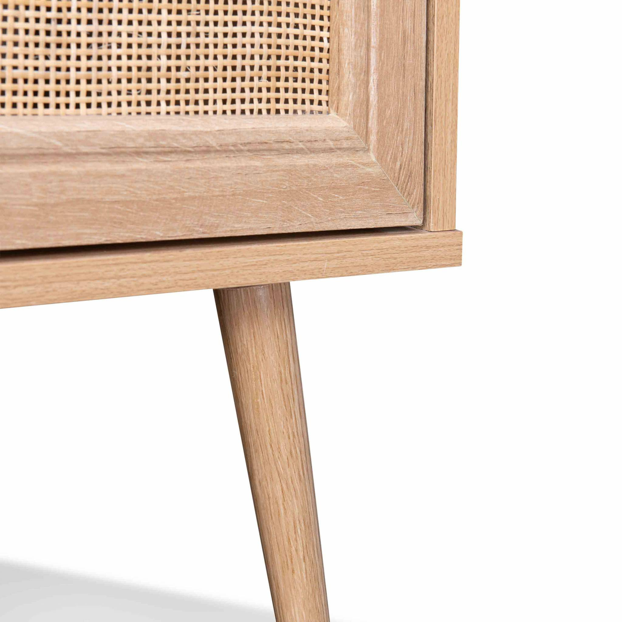 Buffet scandinave décor bois et cannage 3 portes 120cm BOHÈME