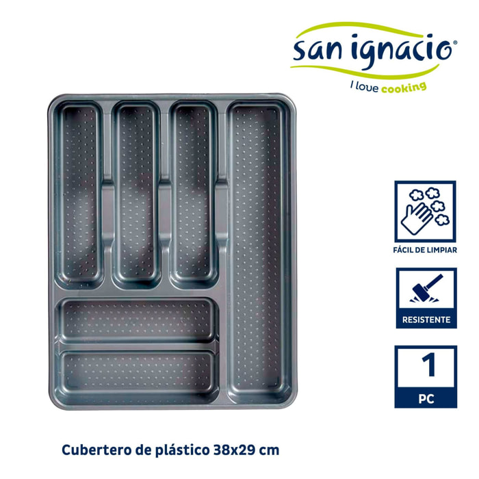 Cubertero plastico 6 departamentos gris colección kinvara