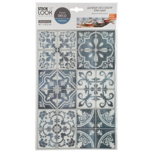 Lot de 2 stickers carrelages ciment bleus