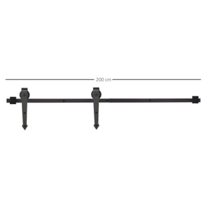 HOMCOM 200cm/6.6FT Herraje para Puerta Corredera Tipo Flecha Kit de Accesorios para Puerta Corrediza Granero de Madera con Guía de Suelo Riel Acero al Carbono Negro