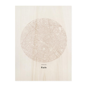 Tableau en bois Paris Map Hauteur: 40 Longueur: 30 Largeur: 1