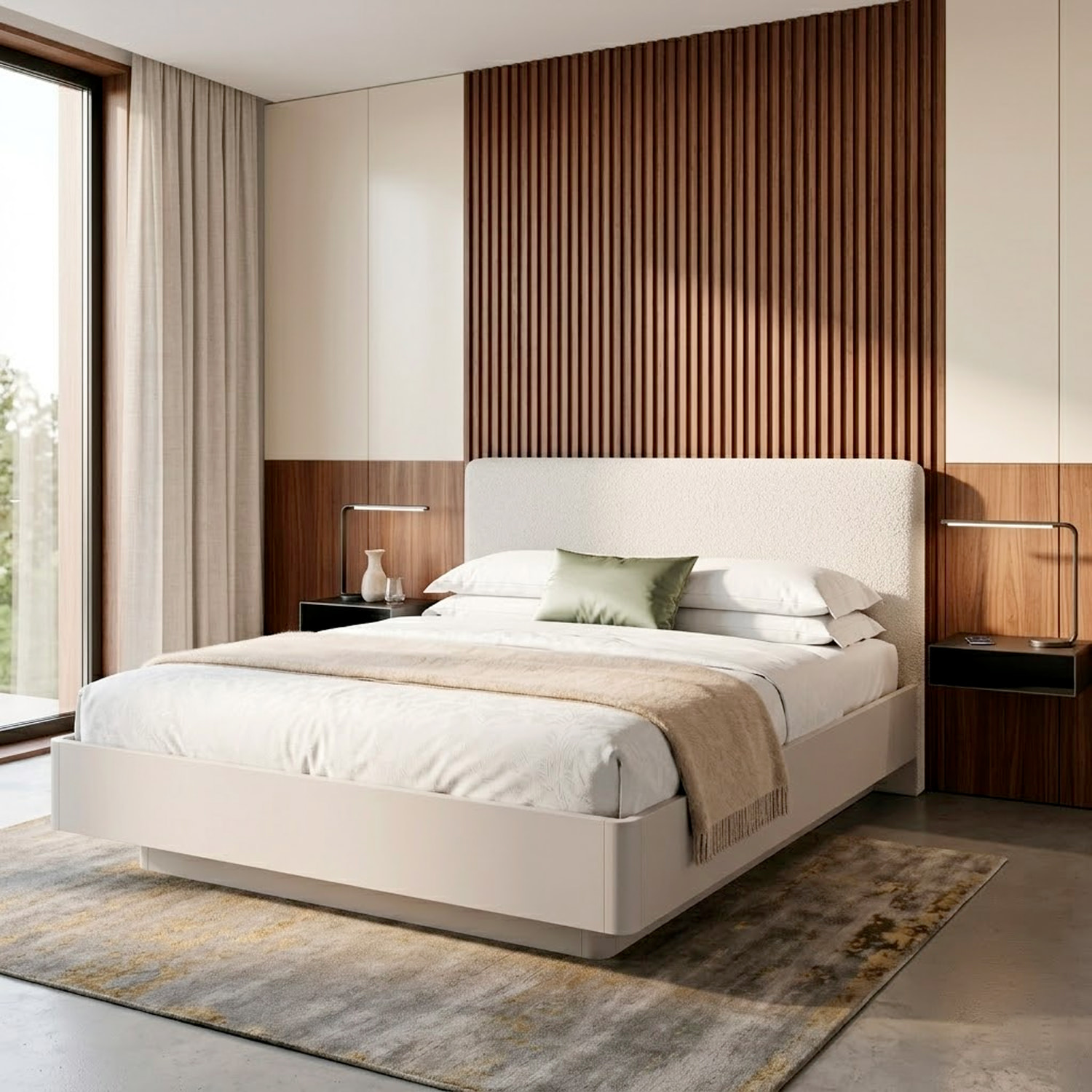 Letto Contenitore Con Testata Imbottita Struttura Resistente Camera Da Letto Matrimoniale Design Moderno Minimal 165.5 x 214 x 120.5 Cm Cashmere