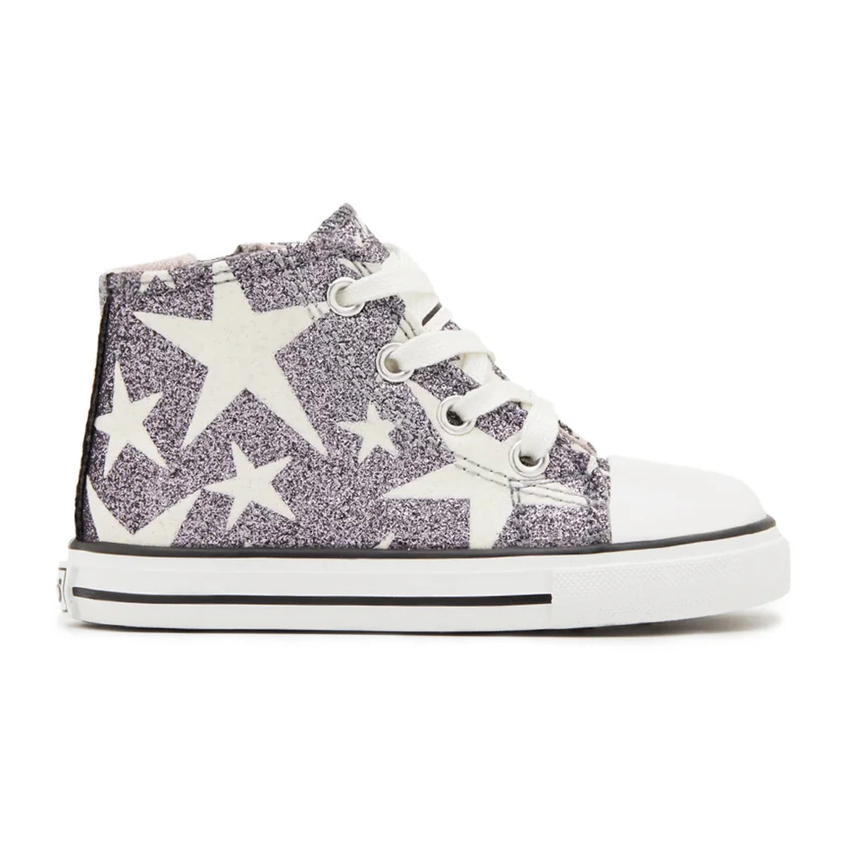 Zapatillas Altas de Glitter con Estrellas Plomo