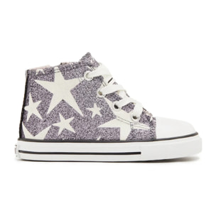 Zapatillas Altas de Glitter con Estrellas Plomo
