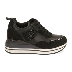 Sneakers negras, cuña 6 cm