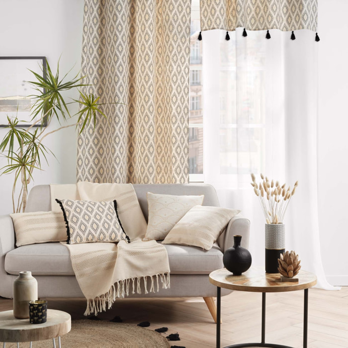 Coussin bohème doré déhoussable - Blanc