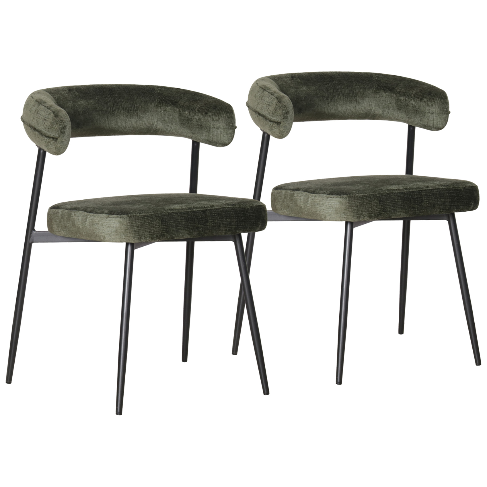 Lot de 2 chaises en tissu vert THEA