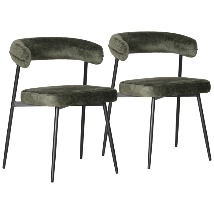 Lot de 2 chaises en tissu vert THEA